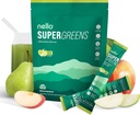 Nello Supergreens Superfood Drink Mix with Chlorella, Moringa, Spinach, Broccoli, Digestive Enzymes, and Probiyotiks – Apple Pear Flavor, 20 Hizmet, Seyahat Paketi