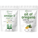 Micro συστατικά Λάδι από Ρίγανο Softgels 300 Count & Vegan Omega 3 Algae Συμπλήρωμα Oil Bundle 2 Pack 