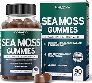 İrlandalı Deniz Moss Gummies 3000 mg (90 Bladderwrack & Burdock Root ile Gummies – Raw Seamoss for Thyroid, Energy, & Immune Support) Üçüncü Parti Test Edildi, Vegan Güvenli, No Fillers & Made in USA