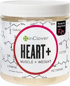 InClover Heart+ Dog and Cat Cardiya Health Supplement - Taurine Supplement for Dogs and Cats - Supports Heart & Immune Health, Pet Supplement for Kilo Management & Senior Pet Health