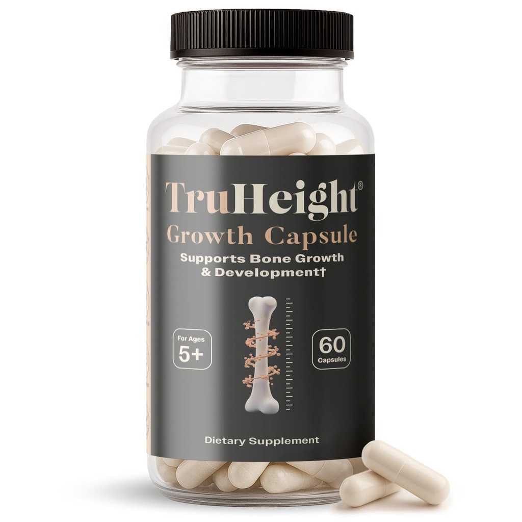 TruHeight Growth Capsules - Natural growth & Development Supplement for Kids & Friends - Endorsed by Pediatriks - Vitamin D, K,dis & Ashwagandha - Bone Strength Capsules - Kids Vitamins, 5+