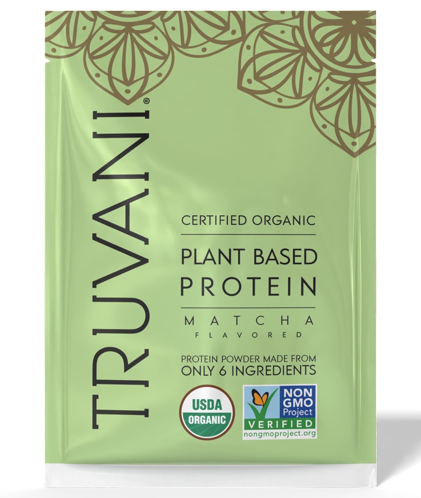 Truvani Vegan Pea Protein Toz | Matcha | 20g Organik Bitki Temel Protein | 1 Servis | Keto | Gluten & Dairy Free | Low Carb | No Ek Olmayan Şeker