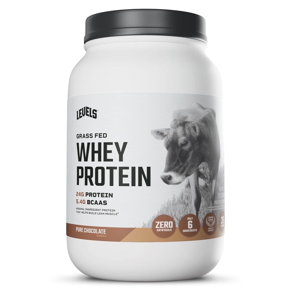 Seviyeler Grass Fed Whey Protein Toz, Yapay Değil, 24G Protein, Saf Çikolata, 2LB