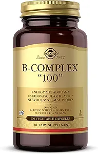 Solgar B-Complex "100", 150 Sebze Capsules - Nervous System Support - Supports Energy Metabolism - Non-GMO, Vegan, Gluten Free, Dairy Free, Kosher - 150 Hizmet
