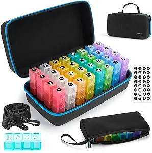 Yewltvep Monthly Pill Organizer 4 Times a Day, Pill Box Organizer 32 Günlük Karşılaştırmalar, 30 Gün Pill Organizer 4 Times a Day Pill Holder with Hard Shell Travel Case+Weekly Pill Bag 4 Times a Day