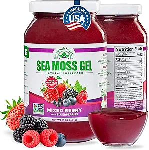 Wildcrafted Irish Sea Moss Gel | ABD'de Yapılan | Vitaminler ve Mineraller | Deniz Moss Gel Raw | Beslenme Supplement | Karma Berry (16 oz)