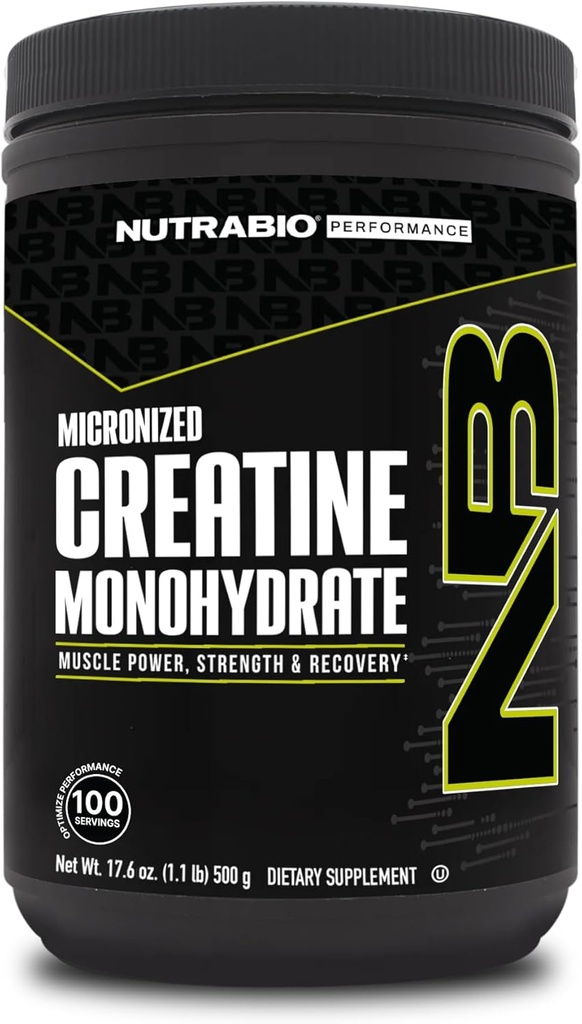 NutraBio Pure Micronized Kretine Monohidrat Toz Supplement, Unflavored, (500 g) - Supports Bulk Muscle Energy, Recovery ve Strength - HPLC Tested Kretine Toz Supplement for Men and Women