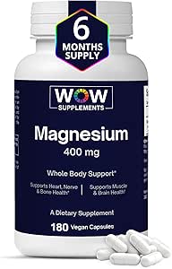 Συμπληρώματα WOW Magnesium 400 mg Complex - Συμπλήρωμα για άνδρες και γυναίκες - Κιτρικό, Ασπαρτικό & οξείδιο του μαγνησίου 400mg - 180 κάψουλες