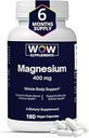 WOW Supplements Magnezyum 400 mg Kompleksi - Erkekler ve Kadınlar için Tamam - Citrate, Aspartate & Magnezyum 400 mg - 180 Capsules