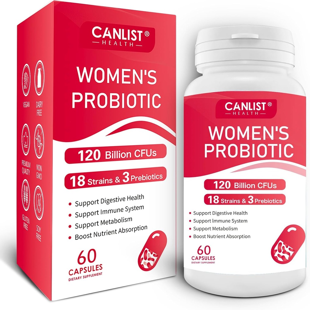 Kadın Probiyotikleri120 Milyar CFUs 18 Strains 3 Prebiyotiks & Digestive Enzymes Contains Organik Prebiyotik Cranberry Women's Health Digestive & Immune Support Non-GMO Soy Gluten Dairy Free