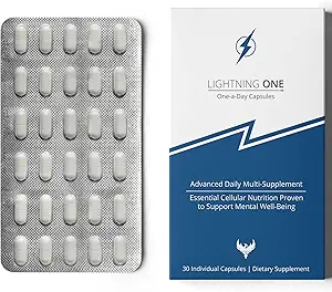 Lightning One Advanced Brain Support Supplement for Optimal Brain Function - Once-a-Day Energy and Focus Supplement - Ultra-High Concentration and World-Class Abxia - 30 Capsules