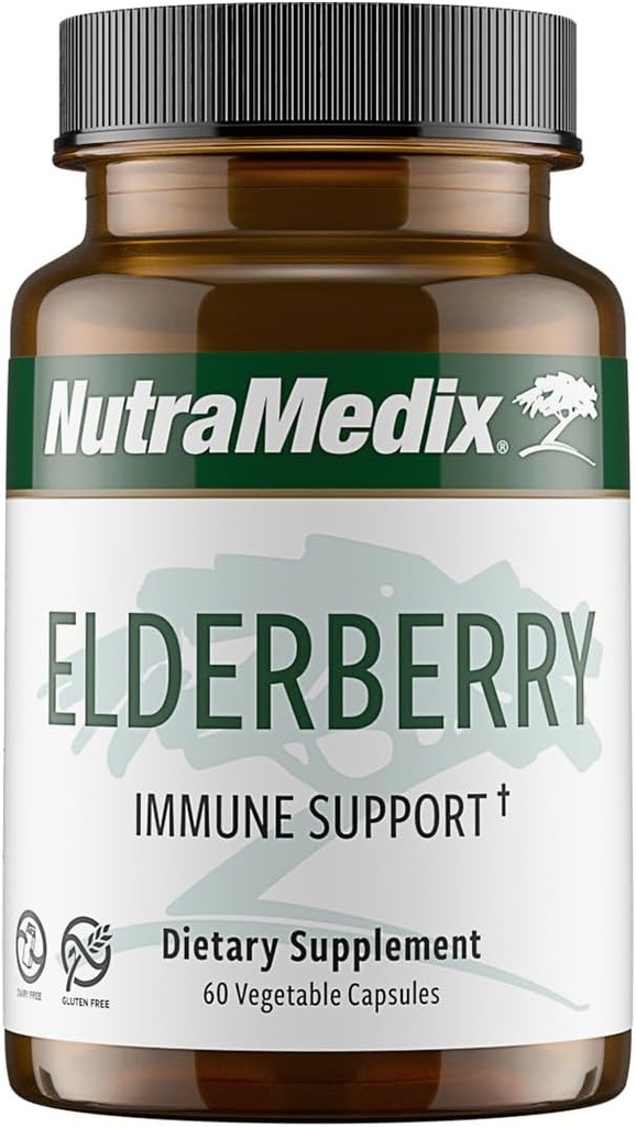 NutraMedix Elderberry Αντιοξειδωτικά Συμπληρώματα Κάψουλες - Elderberry Extract to Promotion a Healthy Inflammary Response, Daily Immune Support, and Bowel Health (60 Κάψουλες)