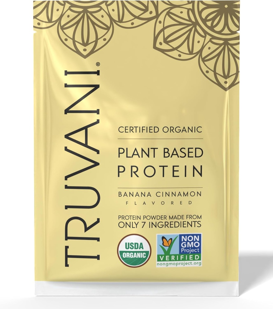Truvani Vegan Pea Protein Toz | Banana Cinnamon | 20g Organik Bitki Temel Protein | 1 Hizmet | Keto | Gluten & Dairy Free | Low Carb | No Ek Olmayan Şeker