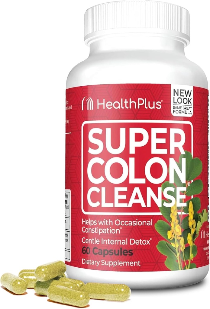Υγεία Plus Super Colon Cleanse 15 Ημέρα προσφοράς του Gentle Gut Cleanse Detox, Psyllium Husk, Προβιοτικά για την ανακούφιση της δυσκοιλιότητας & Digestive Υποστήριξη, 60 κάψουλες