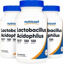 Nutricost Lactobacillus Acidofilius 10 Milyar CFU, 120 Veggie Capsules - Probiyotik (3 Şişe)