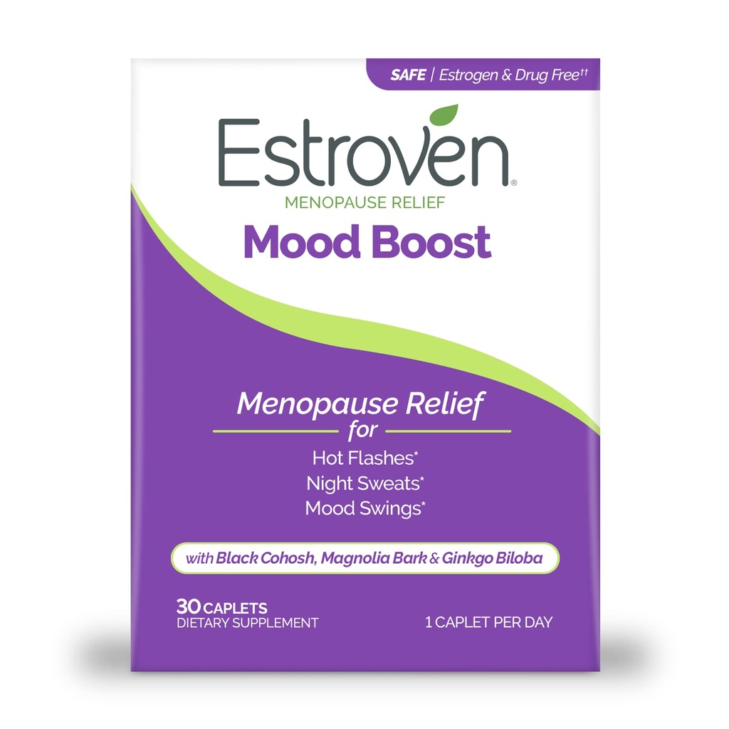 Estroven Mood Boost για την ανακούφιση της εμμηνόπαυσης, Βοηθά στη μείωση των καυτές αναλαμπές & νυκτερινές ιδρώσεις, Βοηθά στη Διαχείριση της Mood Swings, 30 Count