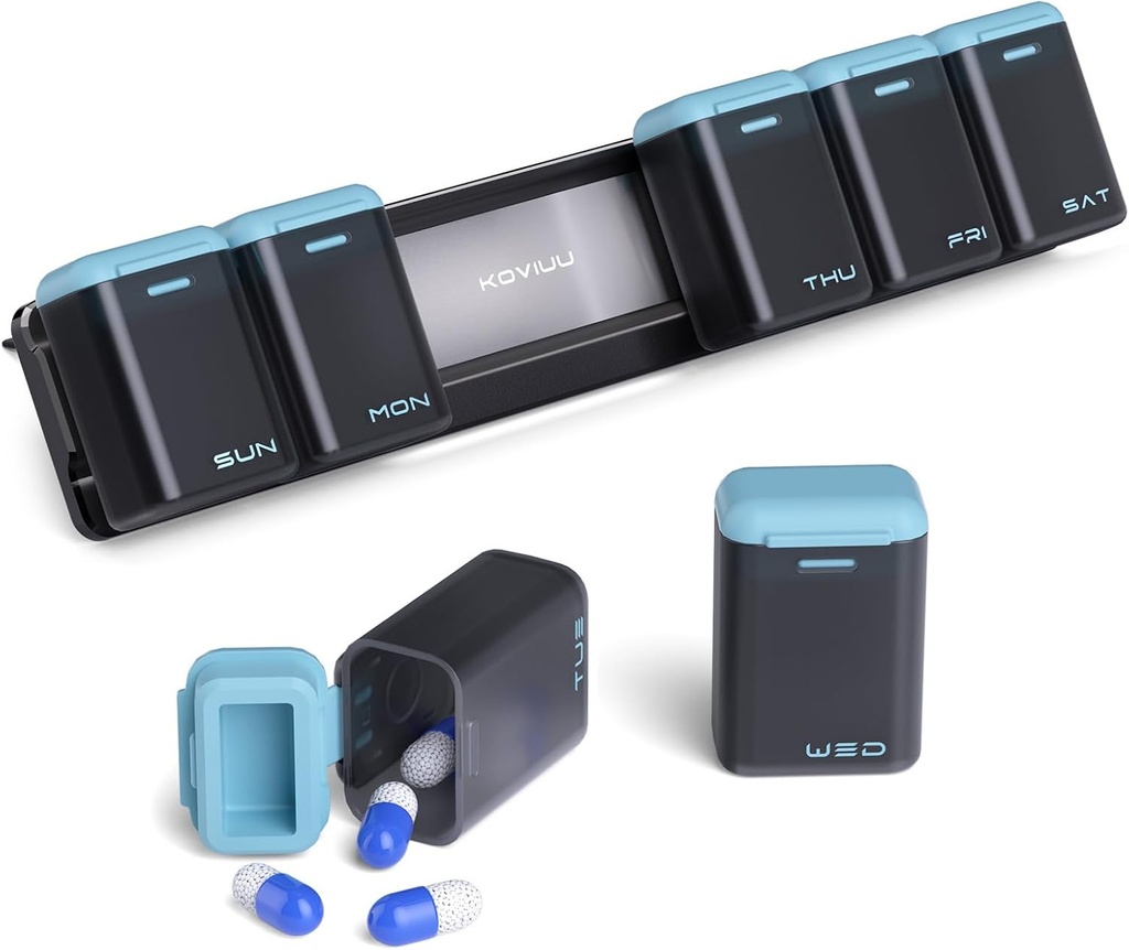 Haftalık Pill Organizer Manyetik, Emekli Pill Box 7 Gün 1 Gün Bir Gün Büyük Pill Vaka Seyahati, Hafta Günlük İlaç Yararı, Tıp Konteyneri Tamam Vitamini, Blue
