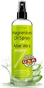 Aloe Vera 12oz - Farmasötik (USP) Grade ile 7 Minerals Pure Magnezyum Oil Spray with Aloe Vera 12oz - Farmasötik (USP) Grade, Ayaklar için Anında Yardım ile En Yüksek Güç, Uyku, Kas Ağrı & Cramps - ABD'de Mined