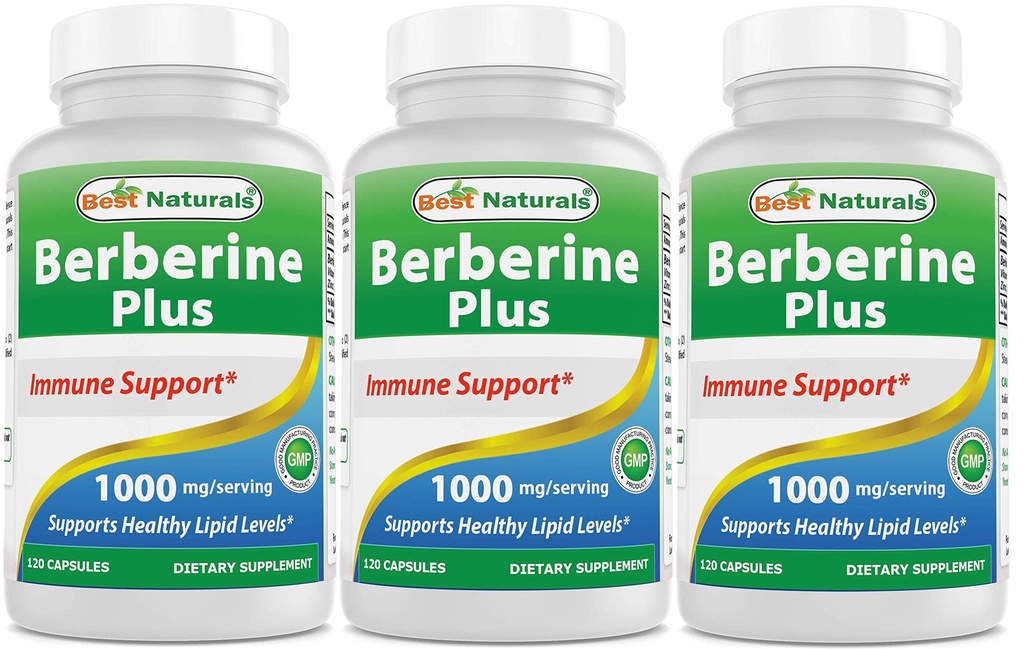Best Naturals Berberine Plus 1000 mg/Serving 120 Capsules - (Pack of 3)