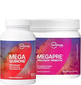 Microbiome Labs Bone Health Support Sche - MegaQuinine Tamam Vitamin K Supplement K1 & K2 MK-7 (60 Capsules) + MegaPrebiyotik Toz (2.1oz)