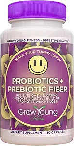 Grow Young Fitness Daily Probiyotik + Prebiyotik Fiber Supplement, Supports Digestive Health (1 Pack, 30 hizmet)
