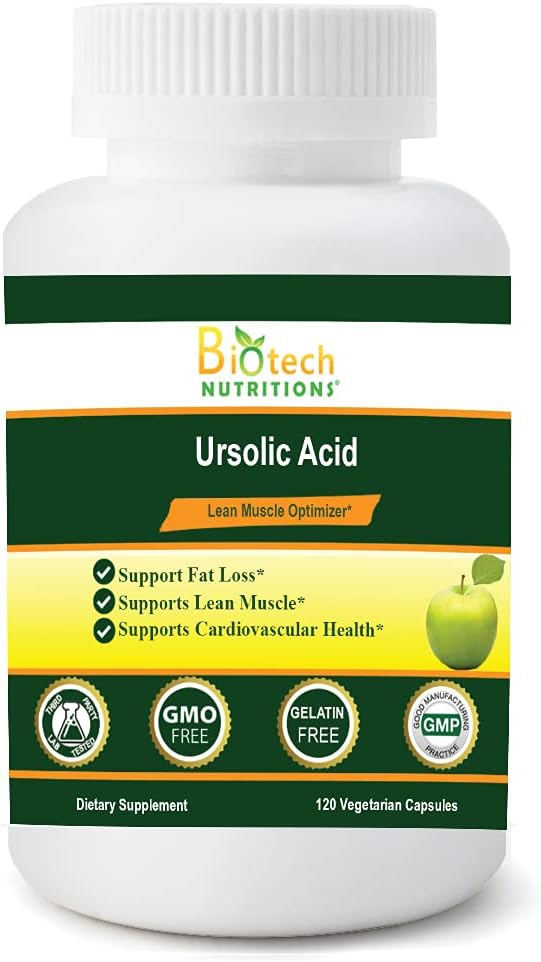Ursolic Acid 200 mg Gelatin Free Non-GMO ABD'de, 120 Kont