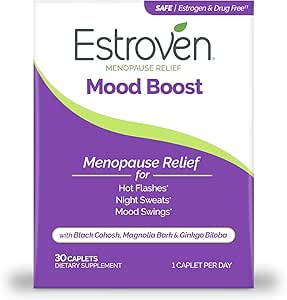 Menopause Relief için Estroven Mood Boost, Hot Flashes & Night Sweats'i azaltmaya yardımcı olur, Mood Swings'i yönetmeye yardımcı olur, 30 Kont
