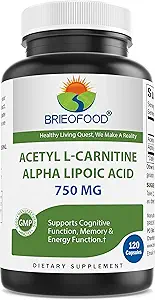 Brieofood Acetyl L-Carnitine Alfa Lipoic Asit (ALA ALC) 750 mg 120 Capsules