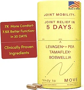 MOVE Fast Acting Joint Supplements | Tamaflex® Turmeric & Tamarind, Levagen®+ PEA Palmitoylolamid, Boswellia Serrata, Bioperine® Black Pepper Extract | Ortak Destek & Hareketli | 60 Vegan Caps