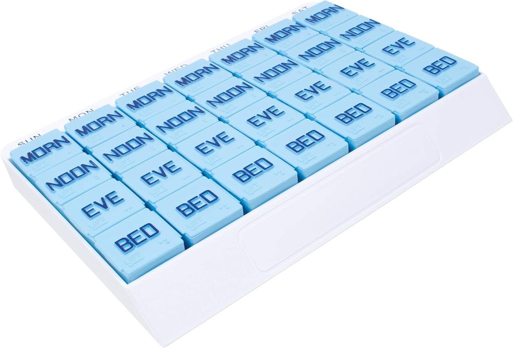 Apex Large 7 Day Weekly Pill Organizer - Weekly Pill Organizer, 4 φορές την ημέρα, Easy-Open, Organisation Medication or Vitamins