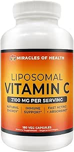 Liposomal Vitamin C 2100 mg | 180 Veggie Capsules, 60 Day Supply | Hızlı Absorbing Bioavailability | Güçlü Antioksi & Immune Support Supplement Supplement