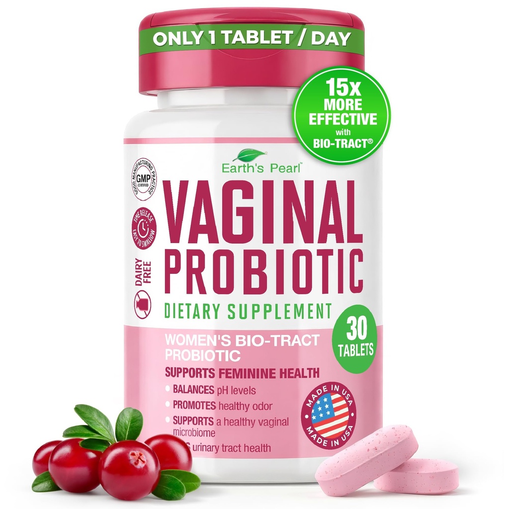 Dünya'nın Kadınları için İnci Vaginal Probiyotikleri - 15 x Daha Etkili BIO-Tract®, 3 Milyar CFU, Probiyotik & Prebiyotik DNA, Kadınlar için Sağlıklı Vaginal Odor & pH Dengesi - Sadece 1 Tablet / Günlük