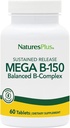 Natures Plus Mega B150 Kompleksi, Sustained Release - 60 Vejetaryen Tabletler - maksimum Potency B Kompleks - Gluten-Free - 60 Hizmetler