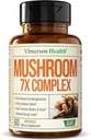 Türkiye Tail, Lions Mane Extract, Shiitake Mushrooms, Reishi, Cordyceps, Maitake, Chaga & More - 7in-1 Mushroom Supplement for mental Clarity, Natural Energy & Focus