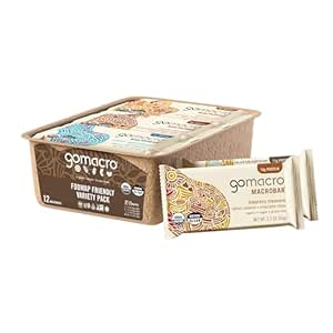 GoMacro MacroBar Organic Vegan Protein Bars - FODMAP Φιλικό πακέτο ποικιλιών (2.0-2.3 μπαρ ουγγιάς, 12 κόμης)