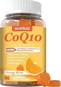 1 συσκευασία CoQ10 500MG Gummies - Plus Ωμέγα-3, Μαγνήσιο, Βιταμίνη Β3 & Ψευδάργυρος - 3X Καλύτερη απορρόφηση Συνένζυμο Q10 Συμπληρώματα για την Υγεία της Καρδιάς, Κυτταρική Ενέργεια & Αντιοξειδωτικό, Μη ΓΤΟ 60 Μετρήσεις
