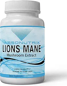 Absonutrix Lion's Mane Mushroom Extract 120 Capsules, Supports Immune System, Helps improve Cognitive Health, Quality Potent Materialss, Made in USA, 500 mg per Service, GMP-Approved