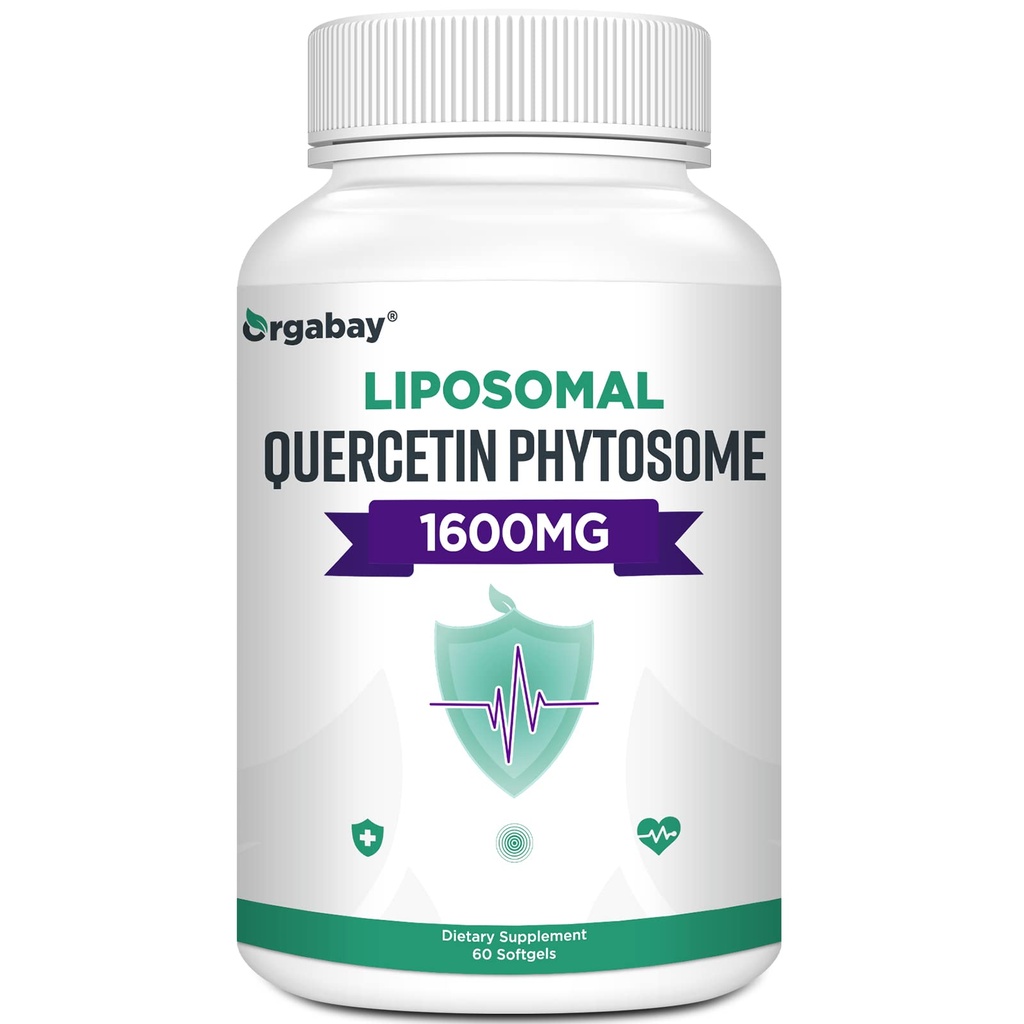 Orgabay Liposomal Quercetin Φυτοσώματα 1600 mg, Bromelain 200mg, Zinc 30mg, Vitamin C Turmeric 40 mg, Υψηλότερη απορρόφηση, Quercetin Complex, 60 Softgels