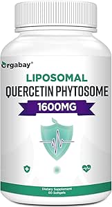 Orgabay Liposomal Quercetin Phytosome 1600 mg,Bromelain 200 mg,Zinc 30 mg,Vitamin C Turmeric 40 mg, En Yüksek Aborcetin Kompleksi, 60 Softgels