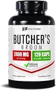 Healthfare Butchers Broom Supplement | Capsules Extract 2400 mg | 120 Vegetarian Pills | Premium Herbal Root Supplement | Circulation & Vein Support | Non-GMO, Gluten-Free | Made in USA