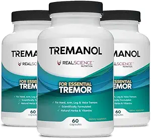 Tremanol Natural Aid Essential Tremor Relief Herbal Supplement for Neurology Support - Vitamin B2 & B12, Passionflower & Skullcap for Hand Tremor Aids - Made in USA, 60 Caps (Pack of 3)