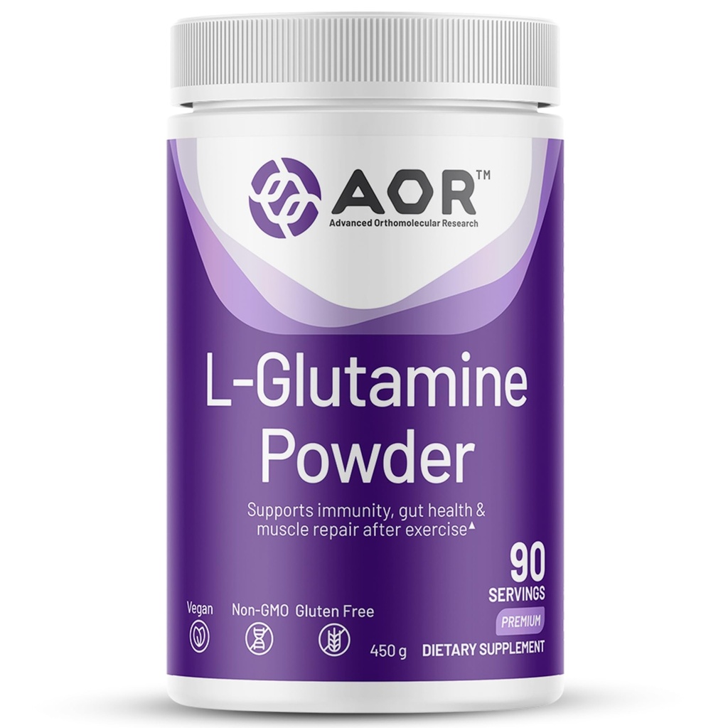 AOR L-Glutamine Powder 5000mg, 450g (90 Servings) – Clean Amino Acid for Active Lifestyles & Daily Wellness Support, Product of Canada