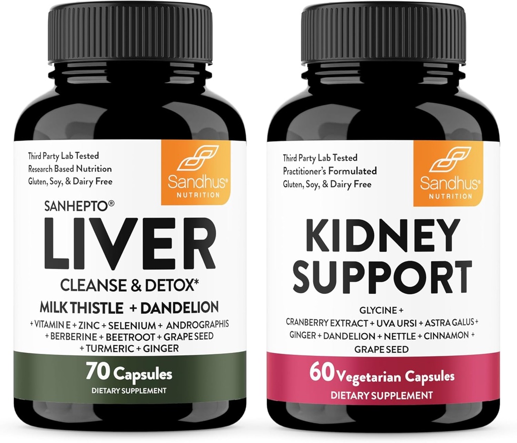 Sandhu'nun Liver Detox & Kidney Support Combo | Supports Liver, Kidney & Urinary Tract Health