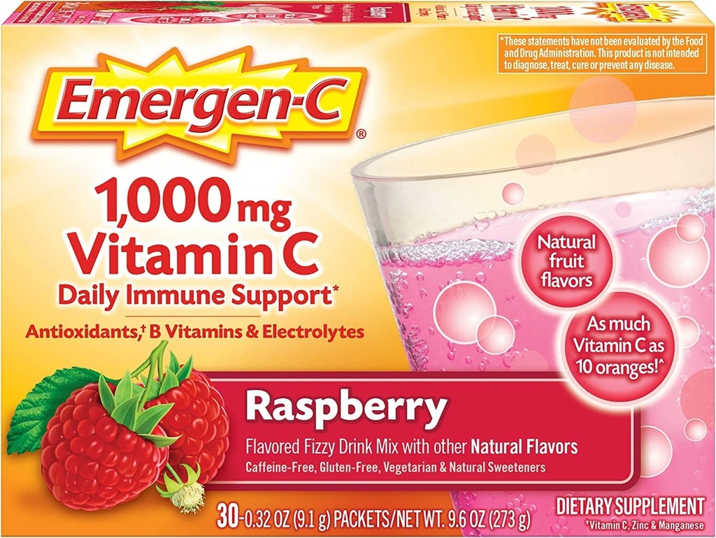 Alacer Emergen-C Vitamin C Fizzy İçecek Mix Raspberry - 1000 Mg - 30 Packets
