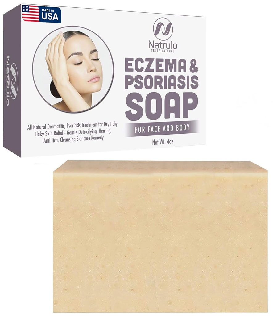 Eczema Soap Bar Face and Body - All Natural Dermatitis, Psoriasis Tedavisi Kuru Itchy Flaky Skin Relief - Gentle Detoxing, Healing, Anti-Itch, Cleansing Skincare Remedy - Eczema Soap Bar