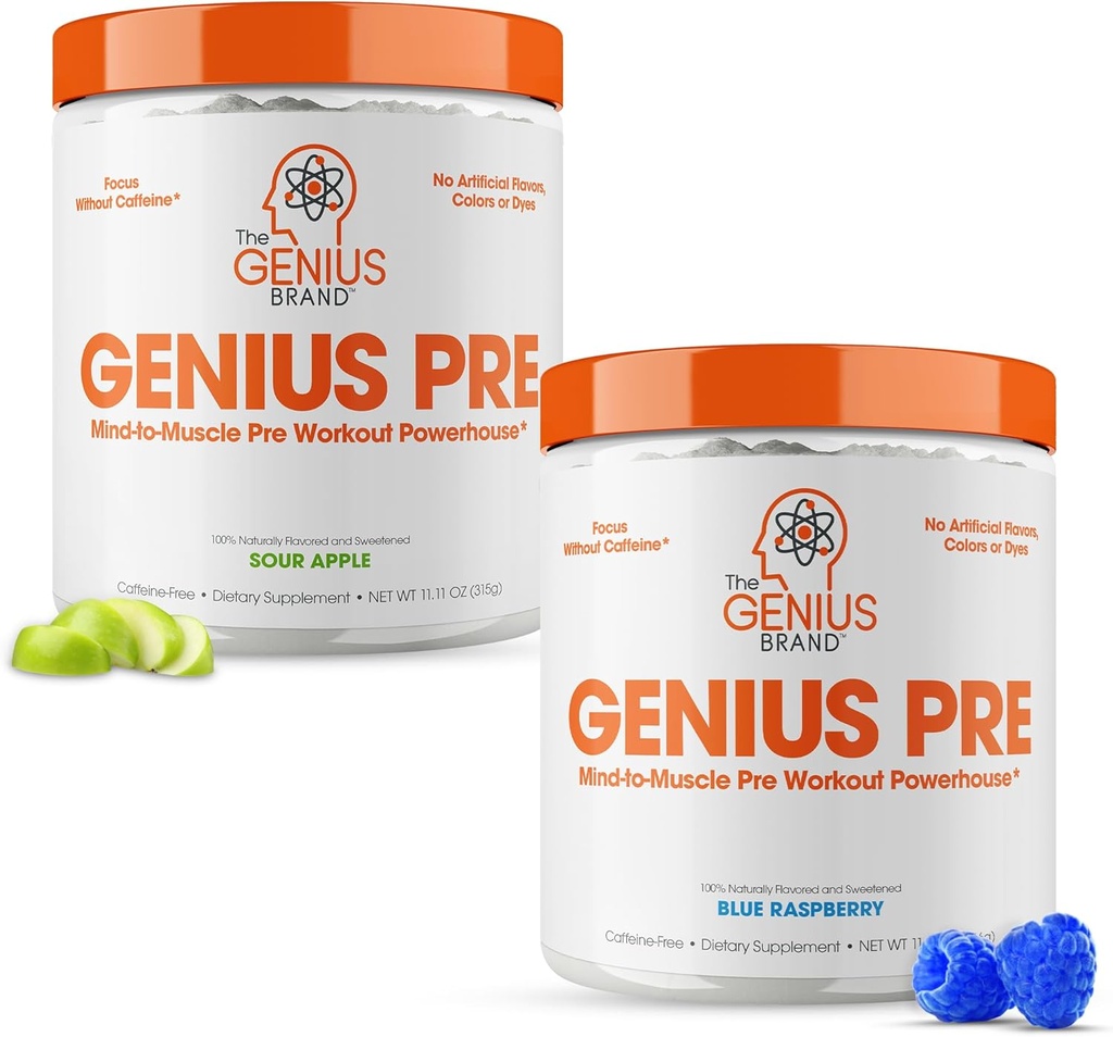 Συμπληρώματα προ-εργασίας Genius - Blue Raspberry & Sour Apple - Caffeine-Free/Stimulant-Free