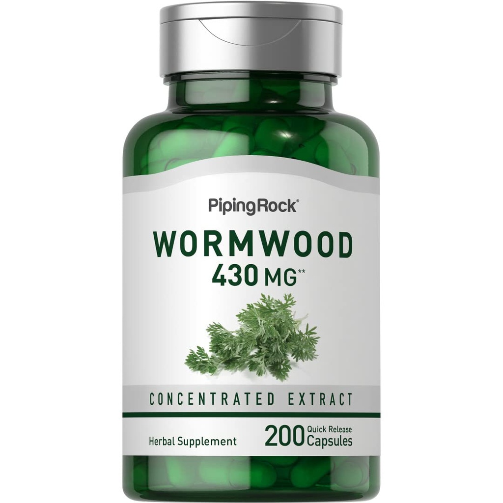 Piping Rock Wormwood Capsules 430 mg | 200 Count | Interd Herbal Extract | Artemisinin Supplement | Non-GMO, Gluten Free