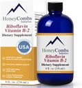 HoneyCombs Vitamin B2 Riboflavin Supplement Liquid Drops - Erkekler ve Kadınlar için Yüksek Potency Vitamin B2 - Sağlıklı Digestion, Nervous System, Hair, Skin, Nails - Vegan Sıvı Vitaminler (8 Fl oz)