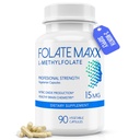 FolateMaxx L Methylfolate 15mg, 90 Capsules – Doctor Formulated Methyl Folate Supplement for Women & Men – High Potency 5-MTHF for Energy, Mood & Focus – Non-GMO, Gluten-Free (3-Month Supply)