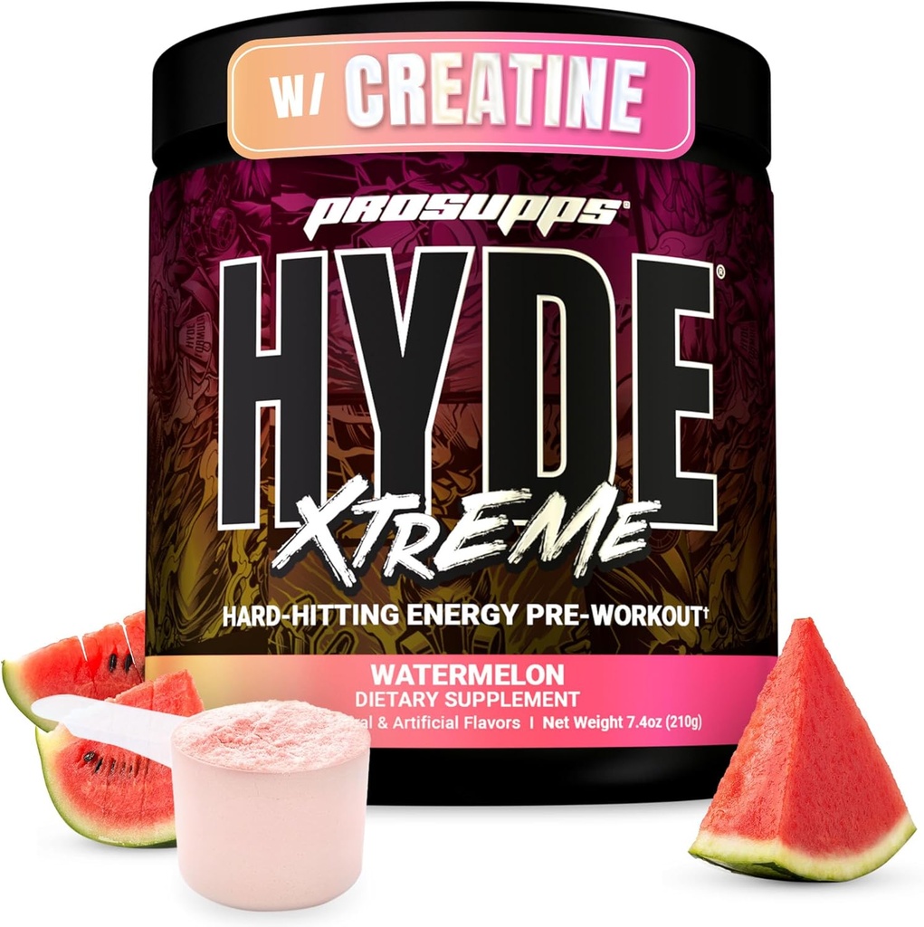 PROSUPPS Bay Hyde Xtreme Pre Workout Toz with Tinatine, Beta Alanine & Caffeine – Extreme Energy, Pumps, Focus & Performance - Fitness & Gym Supplements for Men & Women (Watermelon, 30 hizmet)